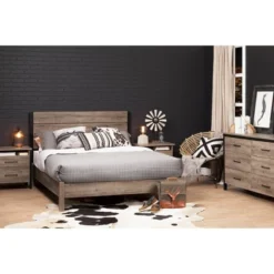 Munich Headboard Weathered Oak/Matte Black - South Shore -Nexera Furniture Store GUEST f6442317 02d8 4f1c 8bf5 015a570b3894
