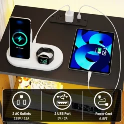 Kumasinova Wood Nightstand With Charging Station,Night Stand Set 2 With LED Lights,Nightstands With 2/4/6 Fabric Drawers,Bedside Table For Bedroom 8 Kumasinova Wood Nightstand With Charging Station,Night Stand Set 2 With LED Lights,Nightstands With 2/4/6 Fabric Drawers,Bedside Table For Bedroom -Nexera Furniture Store GUEST f69ef2d6 0e7f 4da0 bb17 f3cdf0a0e196