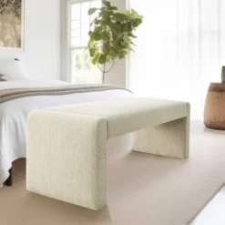 Kaia 47" Contemporary Farmhouse Linen Fabric Waterfall Upholstered Bench-The Pop Maison -Nexera Furniture Store GUEST f6cf74bf b141 48cf bc01 846765dd9dfd