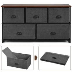Costway 5 Drawers Dresser Storage Unit Side Table Display Organizer Dorm Room Wood Black -Nexera Furniture Store GUEST f7016069 6616 4984 be09 d531b25076a2
