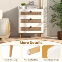 Tangkula Modern Nightstand End Bedside Table W/ 3 Rattan Drawers & Solid Wood Legs White 15 Tangkula Modern Nightstand End Bedside Table W/ 3 Rattan Drawers & Solid Wood Legs White -Nexera Furniture Store GUEST f7fad91a c1c2 436d 89e2 30db0f947cba