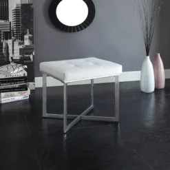 Julia Vanity Bench White/Chrome - Carolina Chair & Table -Nexera Furniture Store GUEST f81ef6d3 2aed 4ee2 8662 57d53bf73946