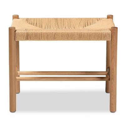 Saura Wood Hemp Accent Bench Oak Brown - Baxton Studio 5 Saura Wood Hemp Accent Bench Oak Brown - Baxton Studio - Image 3