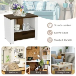 Costway Accent Nightstand With Drawer And Open Shelf Sofa End Table Bedroom Living Room -Nexera Furniture Store GUEST f85b9dd8 e9e3 41ff 88d8 69145f516807
