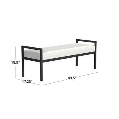 Modern Metal Bench Cream Boucle - HomePop 7 Modern Metal Bench Cream Boucle - HomePop - Image 5
