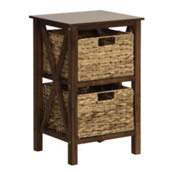 Costway 1/2 PCS 2-Tier Nightstand With 2 Seagrass Baskets Rubber Wood X-Shaped Frames 2 Drawers -Nexera Furniture Store GUEST fa0a234c d1a6 4c82 9020 dc1a4d71a142
