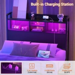 Aheaplus Storage Headboard With Led Lights & Charging Station -Nexera Furniture Store GUEST fa3d154e dda3 4592 af17 127ee56225ad