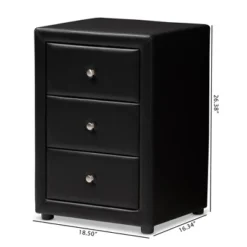 Tessa Faux Leather Upholstered 3 Drawer Nightstand Black - Baxton Studio -Nexera Furniture Store GUEST fae930fb eb2a 44b9 833c 23d45161aa00