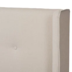 Brooklyn Mid Century Modern Walnut Wood Fabric Upholstered Platform Bed Beige - Baxton Studio -Nexera Furniture Store GUEST fc43e29f 9fff 4d1b 9e6c 93bc1f361537