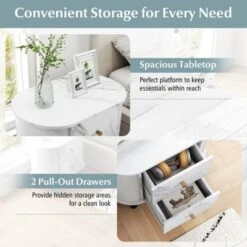Tangkula 2PCS Nightstand W/ 2 Drawers Faux Marble Bedside Table For Small Space -Nexera Furniture Store GUEST fc4975d3 50bb 4484 b1ce 01c923af1f1e