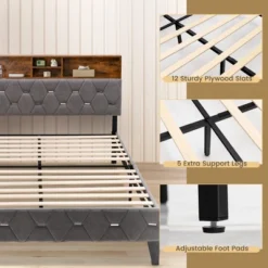 Costway Bed Frame Upholstered Platform Mattress Foundation With Storage Headboard -Nexera Furniture Store GUEST fe026c05 9ab8 44d5 ade0 fba8c6335838