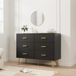 Garvee Modern Wooden Dresser With Gold Handles, White 6 Drawer Dresser With Storage Space, Chest Dresser With Deep Drawers For Bedroom -Nexera Furniture Store GUEST fe720506 f76a 4a30 ab56 6f966575fec8