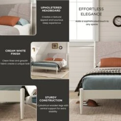 Roundhill Furniture Feeney 2-Piece Bedroom Set, Platform Bed With Nightstand, Cream White, Queen -Nexera Furniture Store GUEST fe7fa9d3 4073 4958 a035 4aba6e094dbb