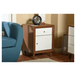Harlow Mid-Century Modern Scandinavian Style Wood 3 Drawer Chest White/Walnut - Baxton Studio -Nexera Furniture Store GUEST fed19ab8 3347 459f a50d 7a68061b2cf3