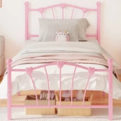 Garvee Twin Bed Frame For Girls, Metal Twin Size Bed Frame With Sweet Heart-Shape Headboard And Footboard, No Box Spring Needed, Easy Assembly -Nexera Furniture Store GUEST fef3f1ef 0db2 4588 b3eb daf65999eec6