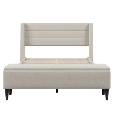 Queen Size Upholstered Wood Storage Platform Bed Frame With Storage Ottoman Bench-ModernLuxe 6 Queen Size Upholstered Wood Storage Platform Bed Frame With Storage Ottoman Bench-ModernLuxe - Image 4
